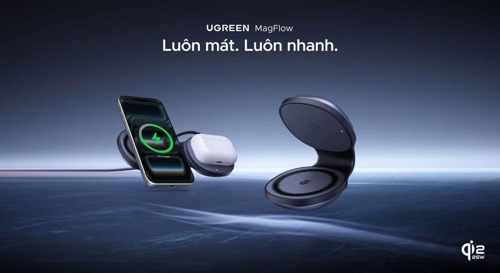 MAY PR 2026 09 02 084538 เร็วและชาญฉลาดยิ่งขึ้น: UGREEN เปิดตัว UGREEN MagFlow Magnetic แท่นชาร์จไร้สายแบบพับเก็บได้ 2-in-1 25W สำหรับอุปกรณ์ Apple รุ่นล่าสุด
